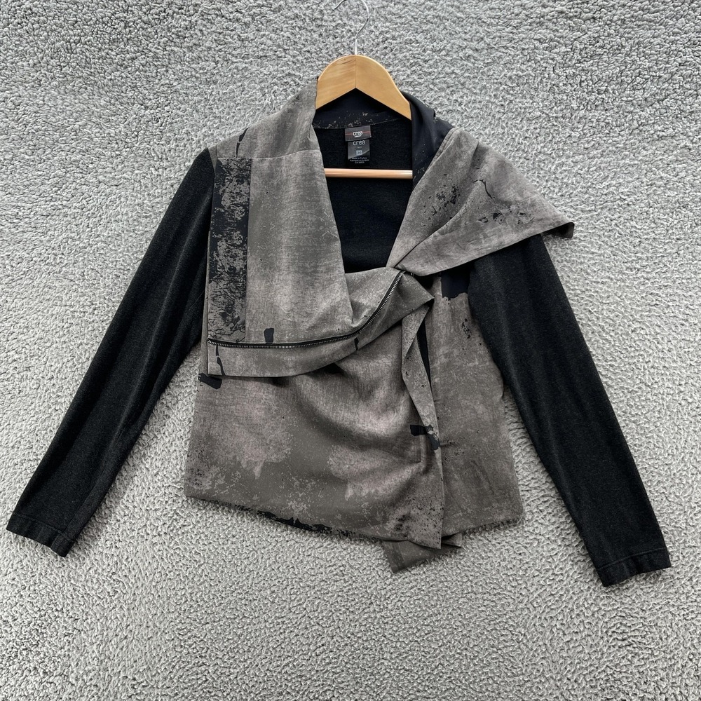 Crea Concept Jacket Womens Small Gray Black Asymmetrical Zip Avant Garde Art Top